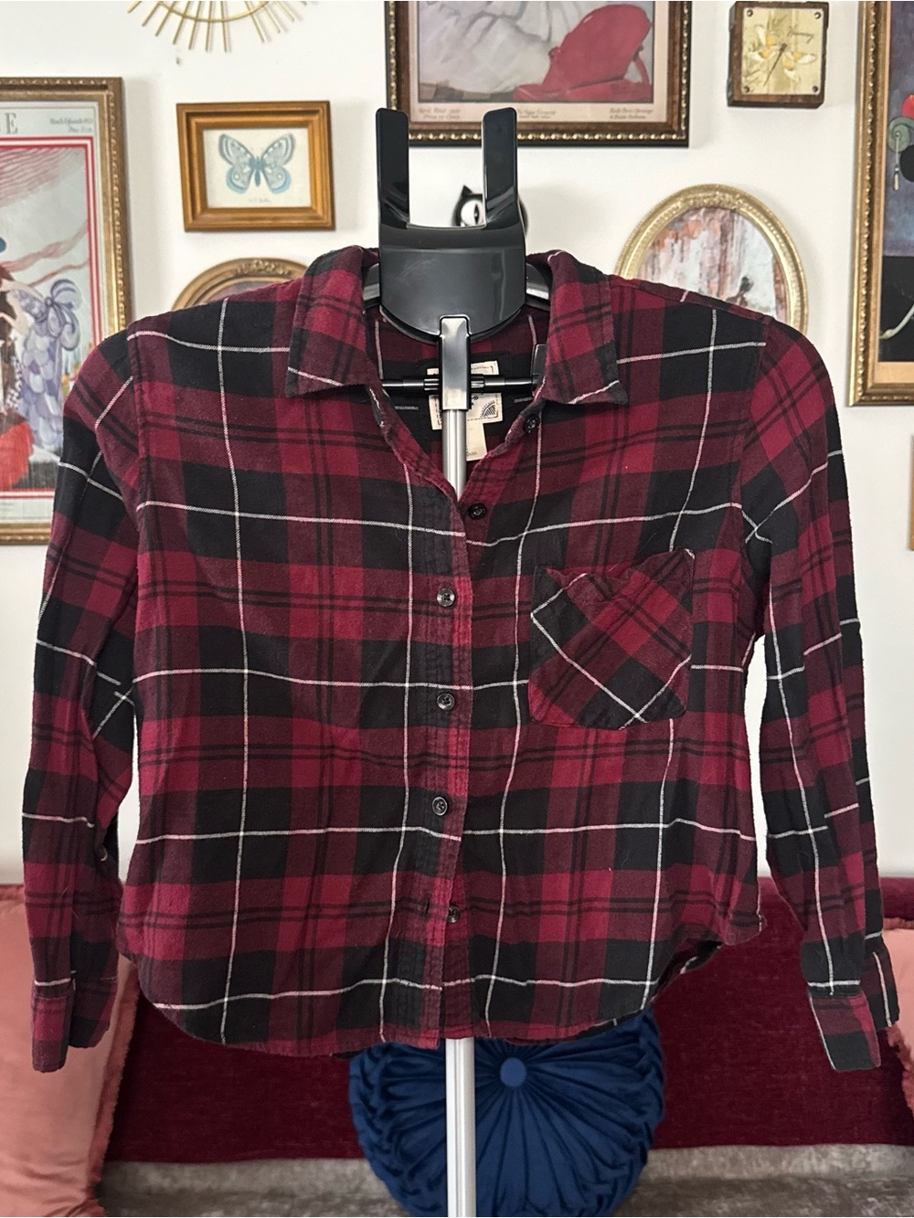 Forever 21 Red and Black Plaid Button-Up Shirt
